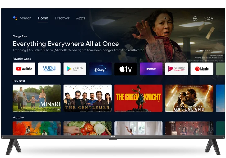 TELEVISOR RCA SMART 50” LED 4K UHD GOOGLE TV HDR 10+ DOLBY AUDIO MANDO POR VOZ SIN BORDES