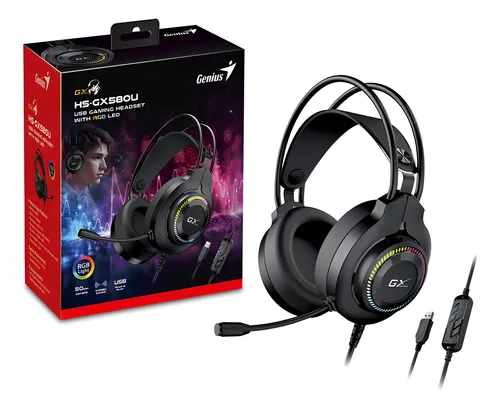 HEADSETS GENIUS HS-GX580U GAMING USB NEGRO CON RGB LED