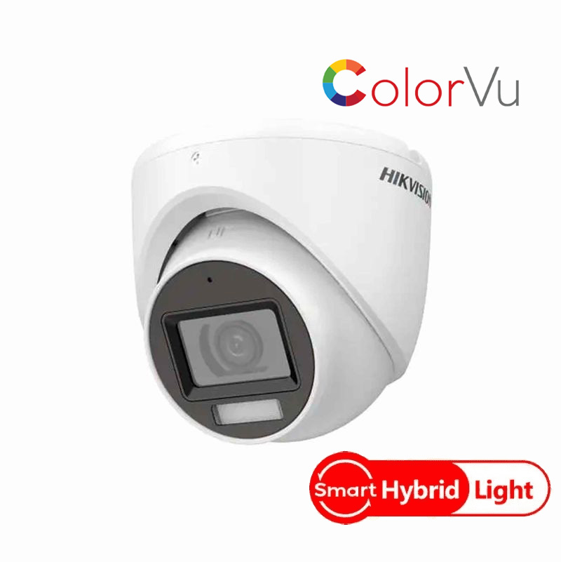 Cámara Hikvision DS-2CE70DF0T-LPFS  Domo 2 Megapíxeles ColorVu c/Audio Luz Smart Hybrid
