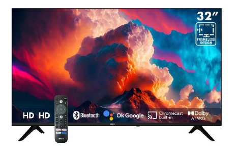 TELEVISOR RCA SMART 32” LED HD GOOGLE TV BT WIFI DOLBY AUDIO MANDO POR VOZ SIN BORDES