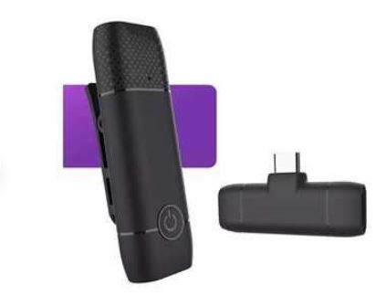 MICRÓFONO INALÁMBRICO LAVALIER USB TIPO C  2.4G DE SOLAPA M9 PARA SMARTPHONE