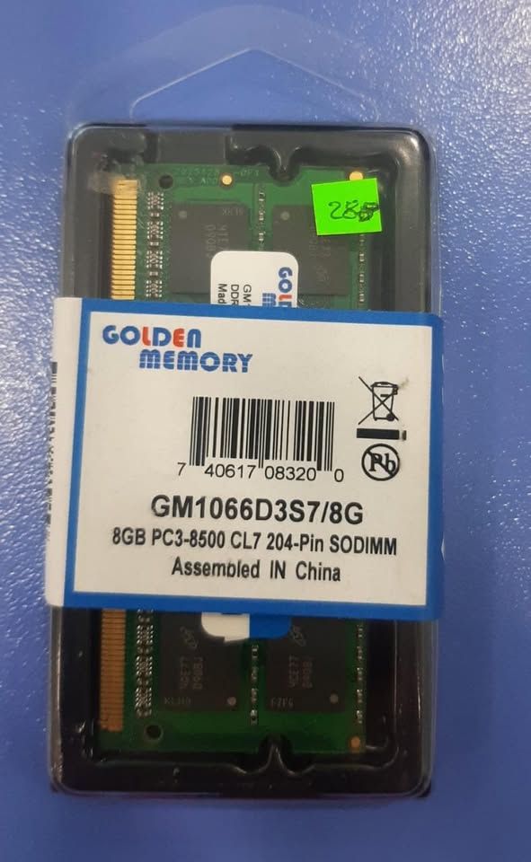 Memoria Ram 8GB DDR3 Pc- 1066 mhz SODIMM (Laptop)