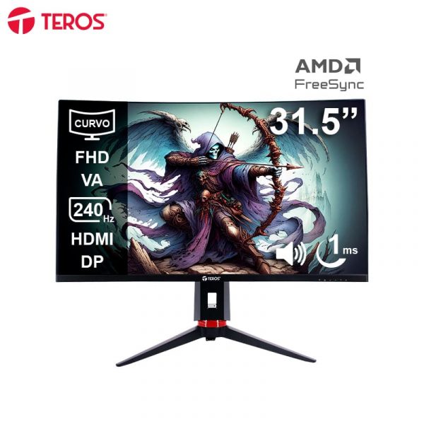 MONITOR TEROS GAMING TE-3219G 31.5 PULG CURVO FHD VA 1920X1080 240HZ 1MS AUDIO OUT HDMI DP