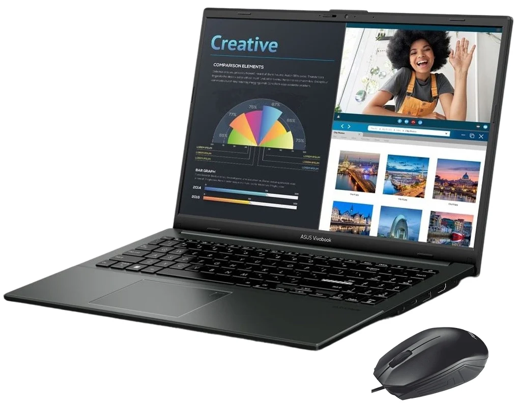 LAPTOP ASUS VIVOBOOK E1504FA-BQ247615.6" FHD R3-7320U 8GB DDR5 512GB PCIe TECL SP + NUM FREEDOS BLACK  INCL. MOUSE
