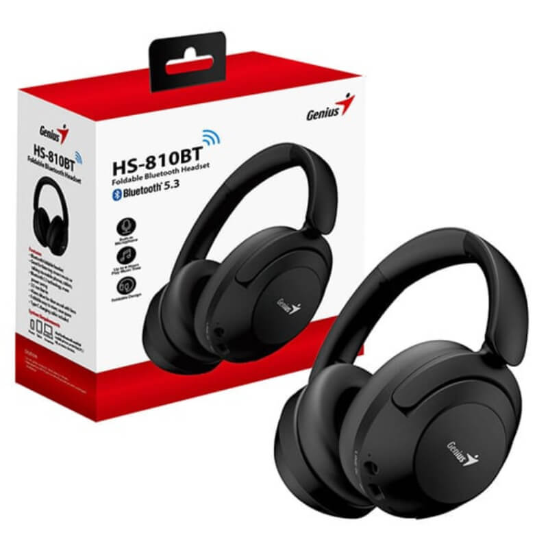 HEADSETS GENIUS HS-820BT WIRELESS  COLOR NEGRO PLEGABLE BT5.4 CON MIC TIPO-C RECARGABLE