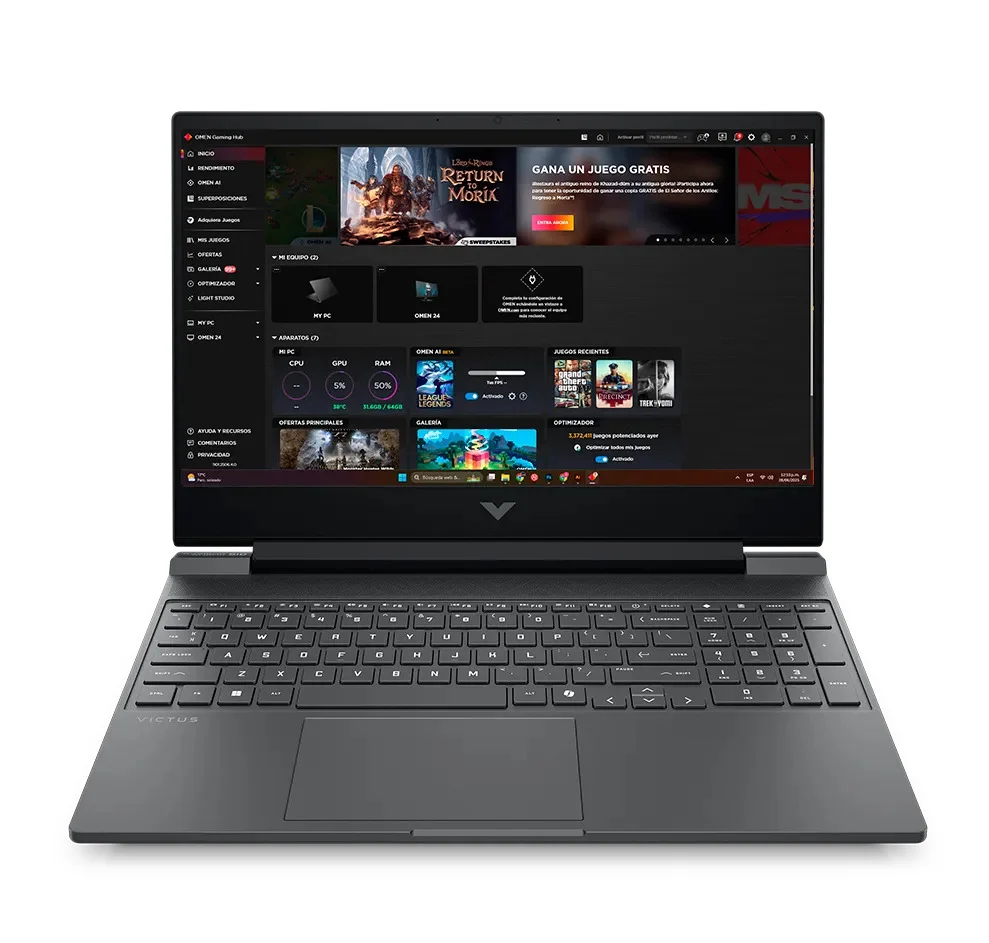 LAPTOP HP VICTUS 15-FB3019LA RYZEN 7 7445H- 8GB RAM- 512SSD- RTX3050 6GB- FREEDO-BLACK - Imagen 2
