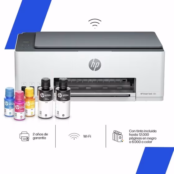 Impresora Multifunción HP Smart Tank 580 Sistema de Tinta Continua