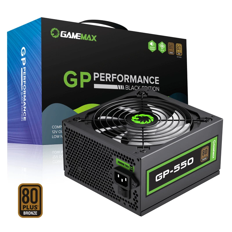 FUENTE DE PODER GAMEMAX 550W GP-550 BK 80 + BRONCE FAN 12 CM 12 V