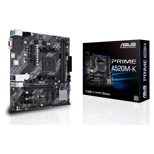 MAINBORD ASUS AMD PRIME A520M-K AM4 DDR4 AMD RYZEN 3000/4000 G/5000/5000 G-SERIES 2*DDR4 5100 MHZ