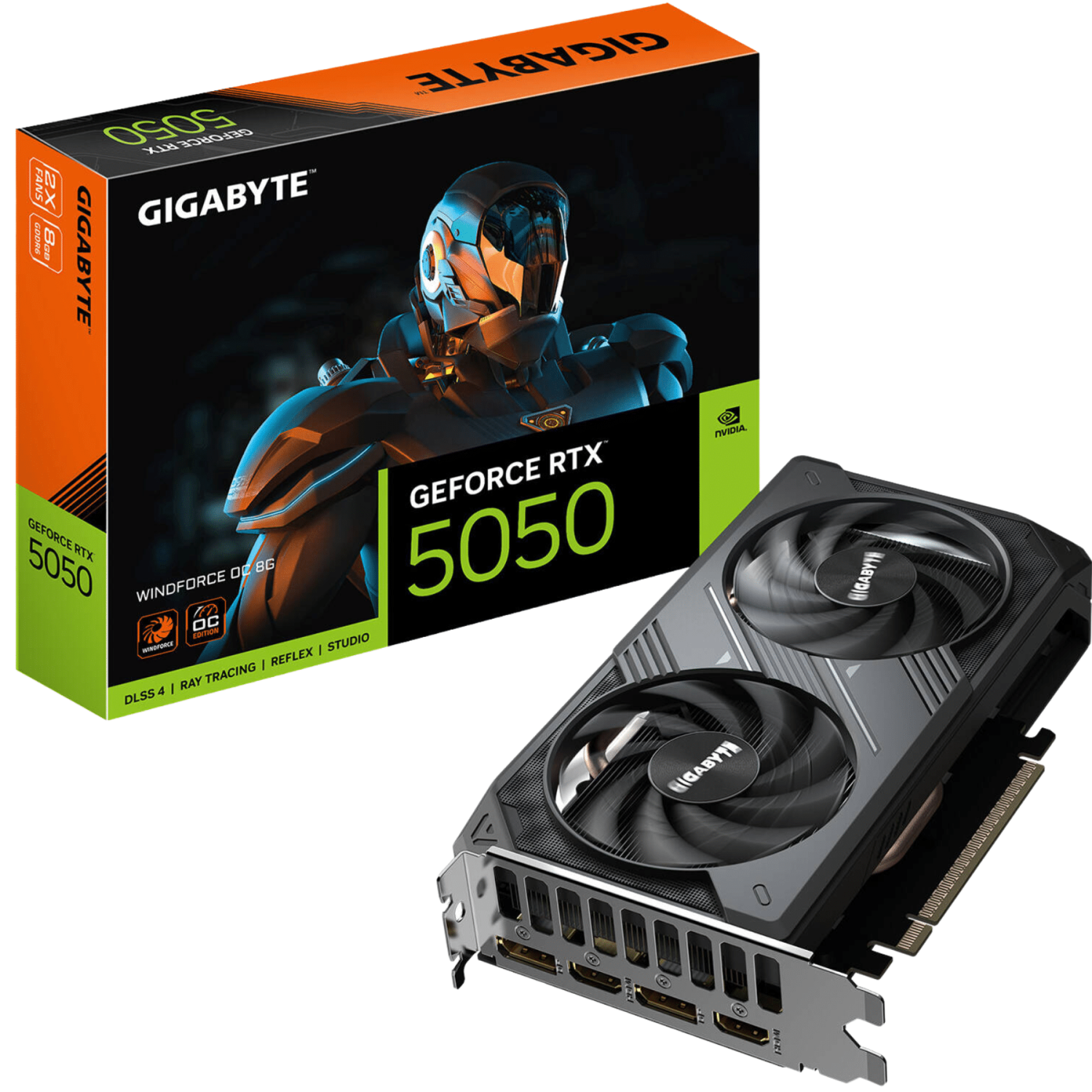 TARJETA DE VIDEO GIGABYTE GEFORCE RTX 5050 WINDFORCE OC V2 8G GDDR6 PCIE 5.0 2587MHZ 550W