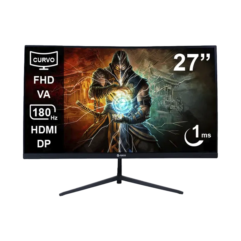 MONITOR TEROS GAMING TE-2787G CURVO FHD 1920X1080 180 HZ - 1MS AUDIO OUT 1HDMI 1DP